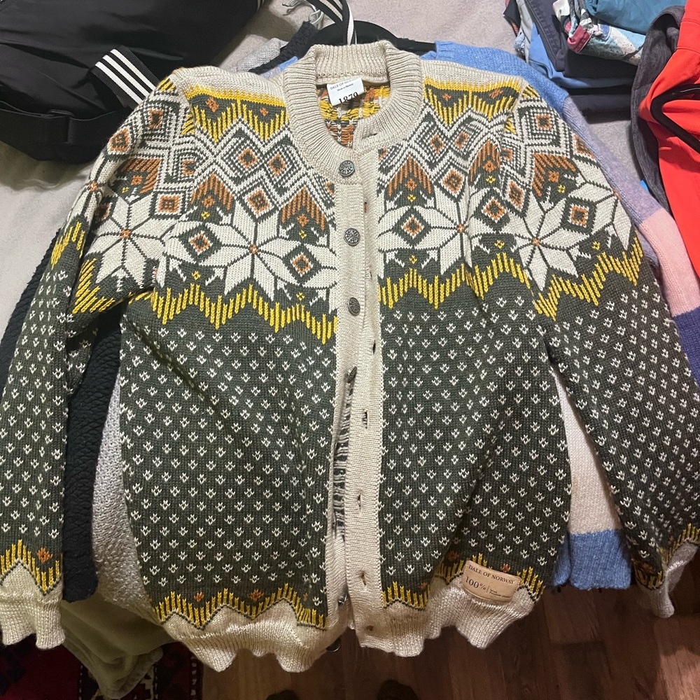 Dale of Norway Fair Isle Sweater in Beige, Yellow & Black